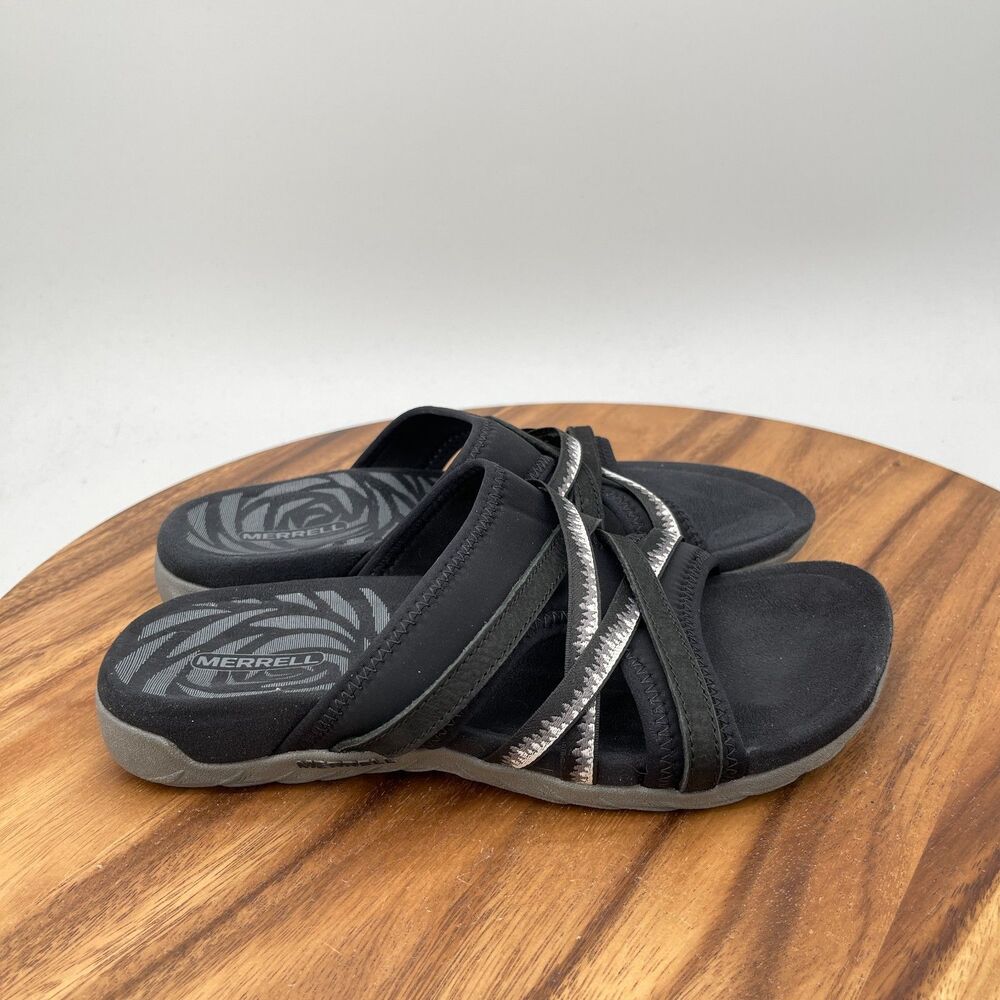 Merrell Terran 3 Sandals Womens Size 7 Cush Black Slide Comfy Cushioned
